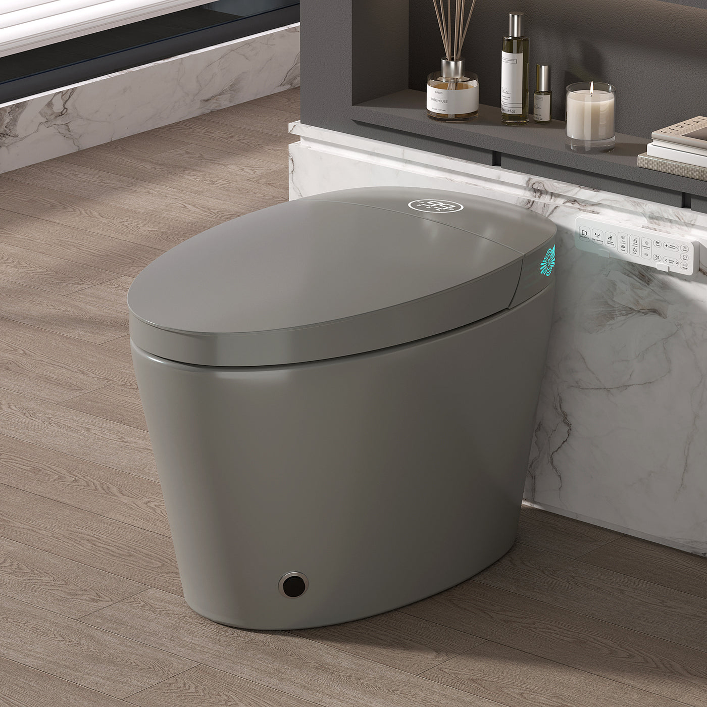 Smart Toilet with Bidet Built in, Bidet Toilet with Heated Seat, Foot Kick,Wa...