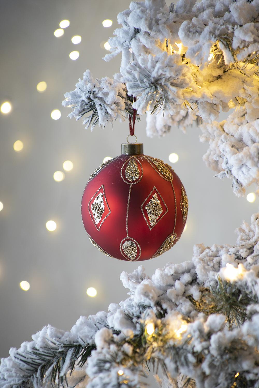 4.7" Glass Christmas Ball Ornaments, Set of 4