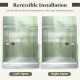 56-60"W x 72"H Frameless Sliding Shower Door Enclosure