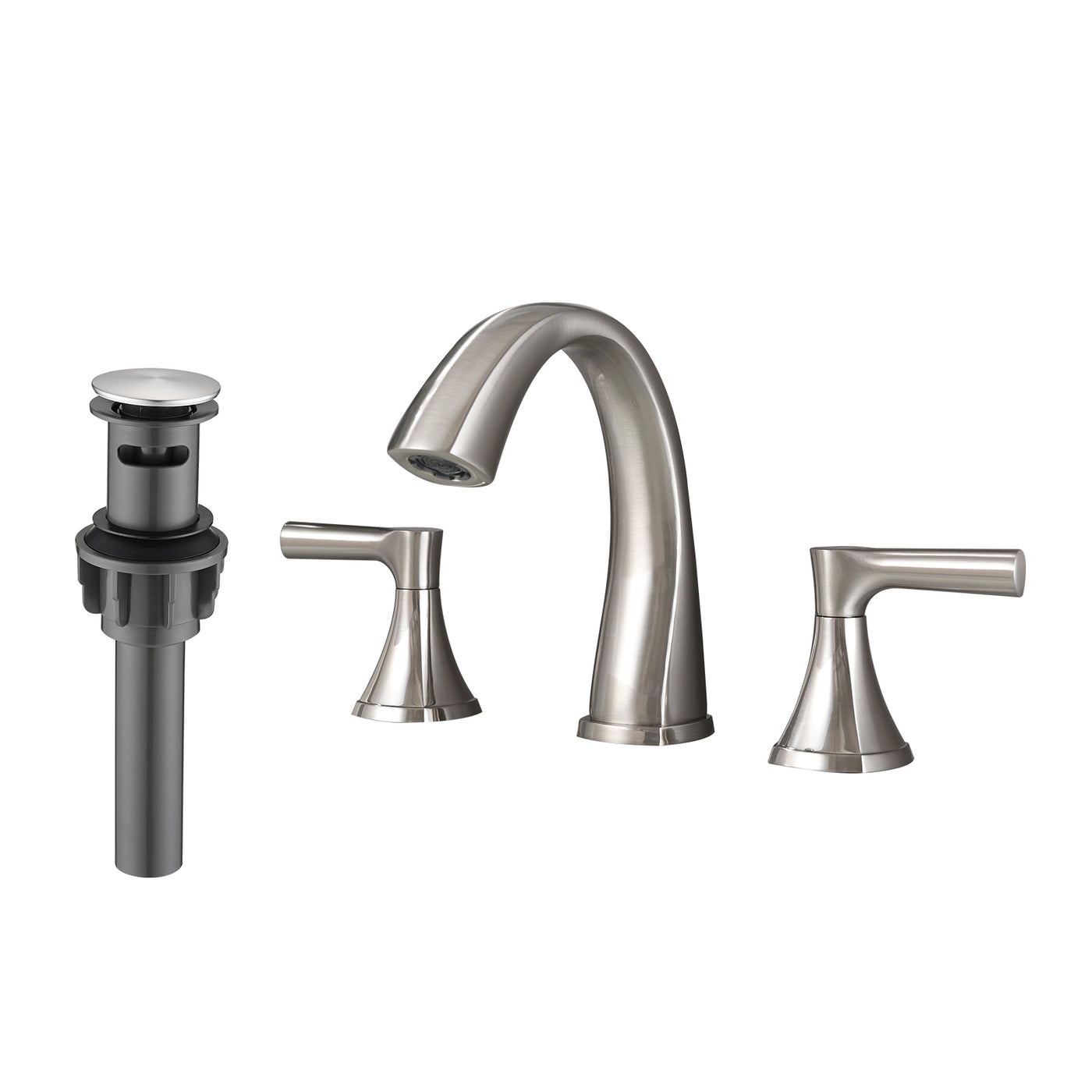 Widespread 2 Handle 3 Hole Bathroom Sink Faucet Brushed Nickel