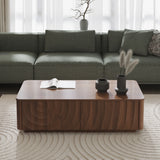 Square Engineered Wood Coffee Table with Storage Walnut Brown