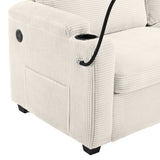 Beige Corduroy Sleeper Sofa Loveseat Full Mattress USB