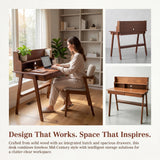 Pine Desk with Storage Walnut
