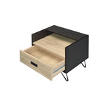 Accent Table - Industrial - Oak & Black - Drawer & Open Storage