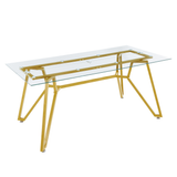 Rectangular Glass Dining Table Gold 71"