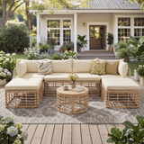 GO 7-Piece Outdoor Rattan Sectional Sofa Set with Cushions