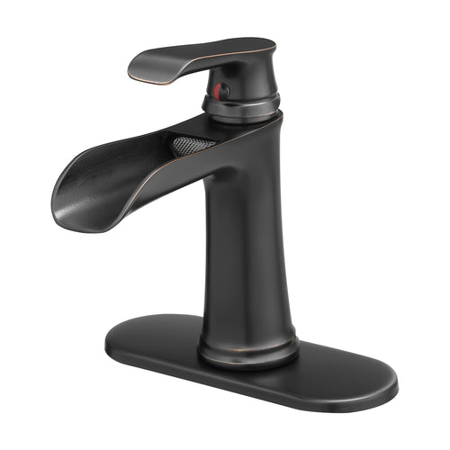 Waterfall ORB Bathroom Sink Faucet with Pop-Up Drain