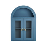 Wall Mounted Arched Glass Cabinet with Light and Shelves