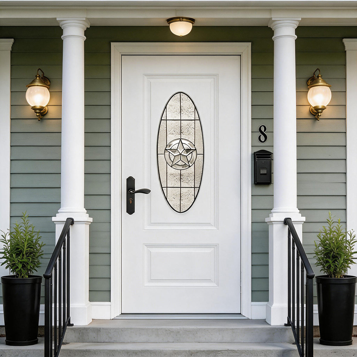 36"x80" Fiberglass Front Door with White 4-9/16" PVC Frame
