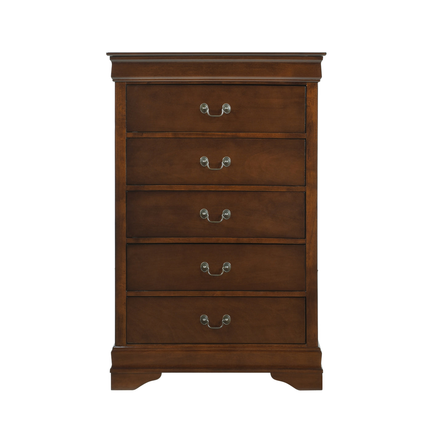 Brown Cherry 5 Drawer Chest Dresser Antique Drop Handles
