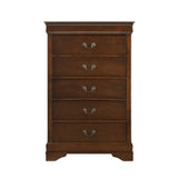 Brown Cherry 5 Drawer Chest Dresser Antique Drop Handles