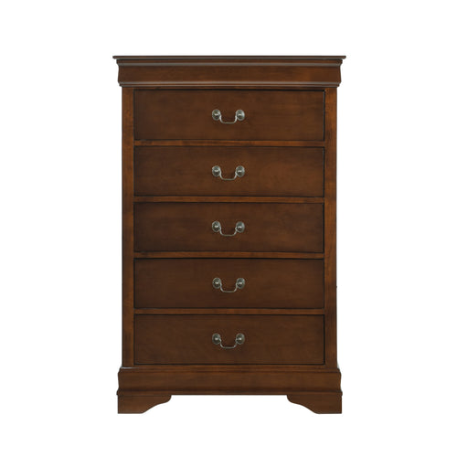 Brown Cherry 5 Drawer Chest Dresser Antique Drop Handles