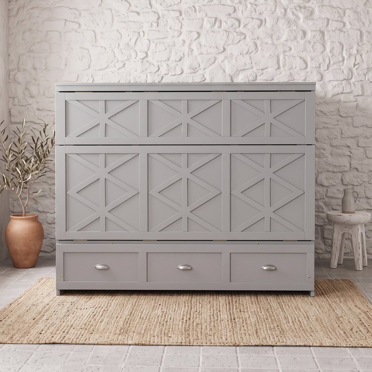 Full Engineered Wood Murphy Bed Gray