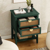 2 Drawer Side table, Naturel Rattan, End table, Suitable for bedroom