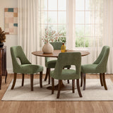 Set of 2 Solid Wood Dining Chair Tufted Green
