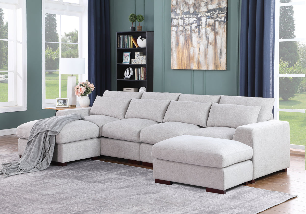 Linen Sofa Light Gray 123"