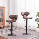 Masaccio Adjustable Swivel Barstool Chrome Base Brown Set of 2