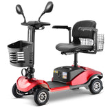 Mobility Scooter 4-Wheel Folding 350W Stainless Steel Red 42.5x20.5x35 In
