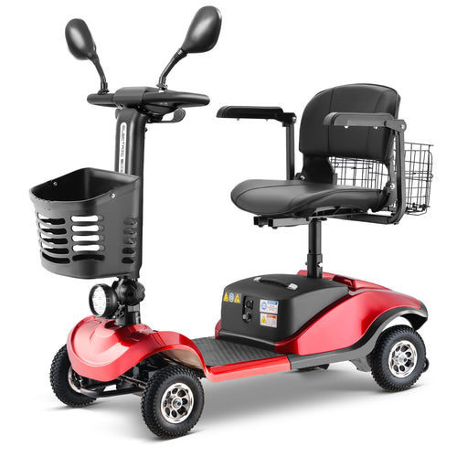 Mobility Scooter 4-Wheel Folding 350W Stainless Steel Red 42.5x20.5x35 In