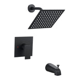 Matte Black Shower Faucet Trim Kit Single-Spray Square Head
