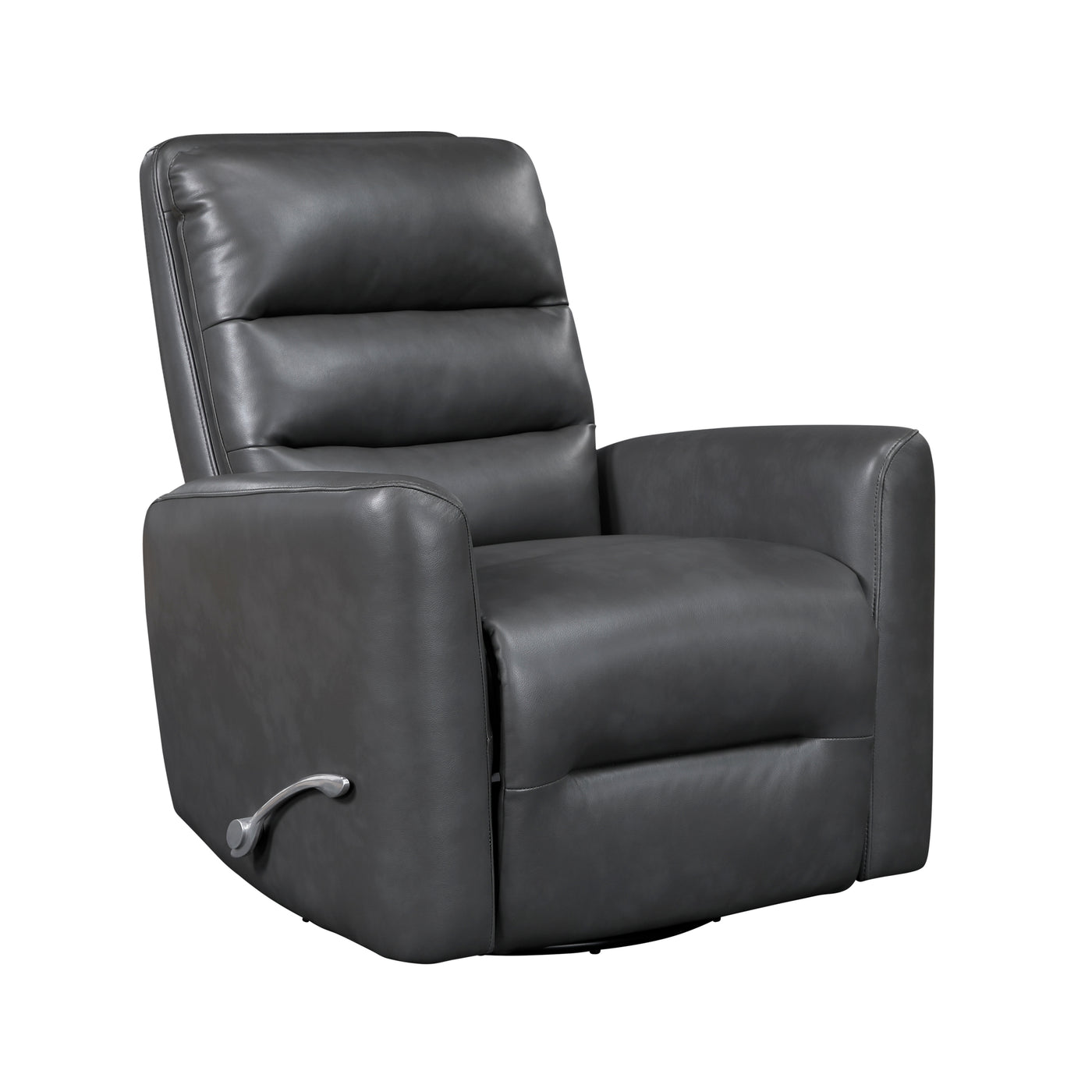 Gray Faux Leather Glider Reclining Swivel Chair