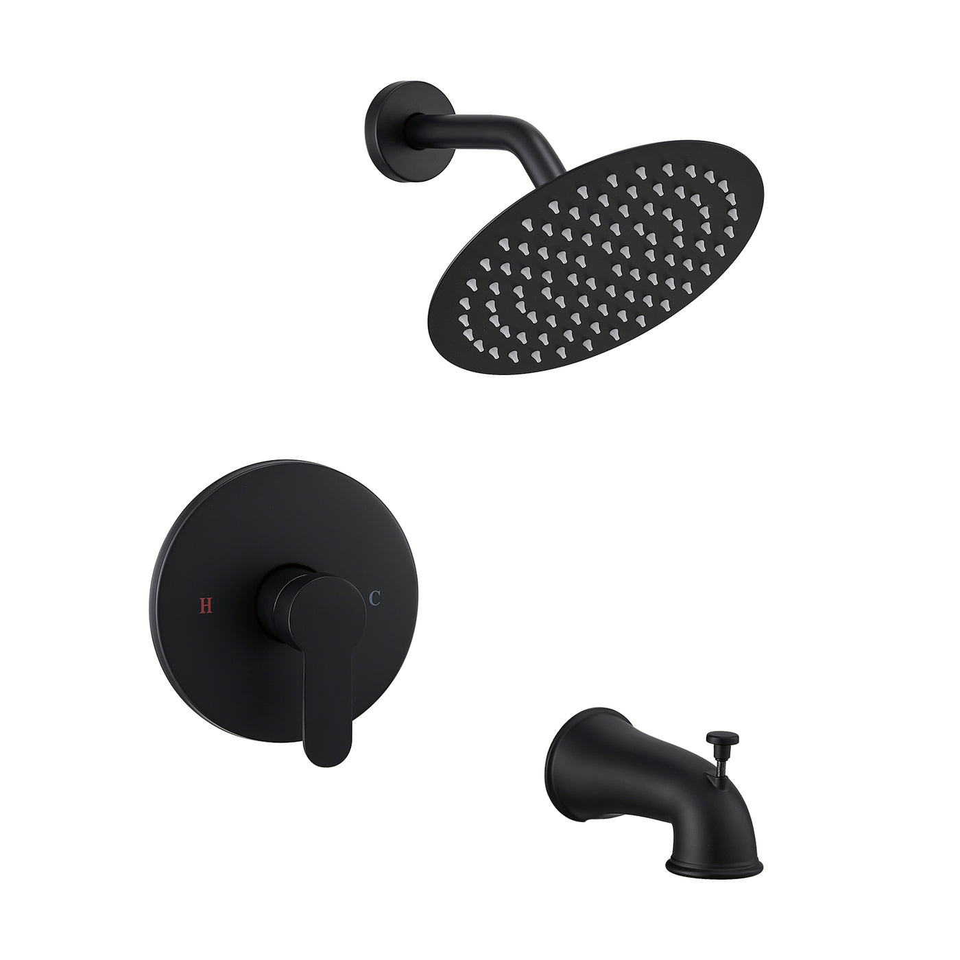 Matte Black Shower Faucet Trim Kit with Round Head