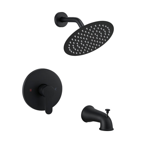 Matte Black Shower Faucet Trim Kit with Round Head