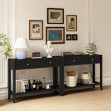 Engineered Wood Console Table with Storage Black