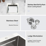 21 Inch Drop in Kitchen Sink with Pull-out Faucet and Sink Cover, Stainless Stee
