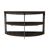 Half Moon Console Table with 2 Shelves, Charcoal and Chrome
