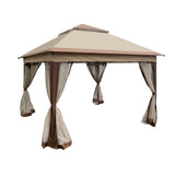 Canopy Gazebo Steel Coffee Pop-Up 11x11 Ft Double-Tier Mesh Sidewalls UV