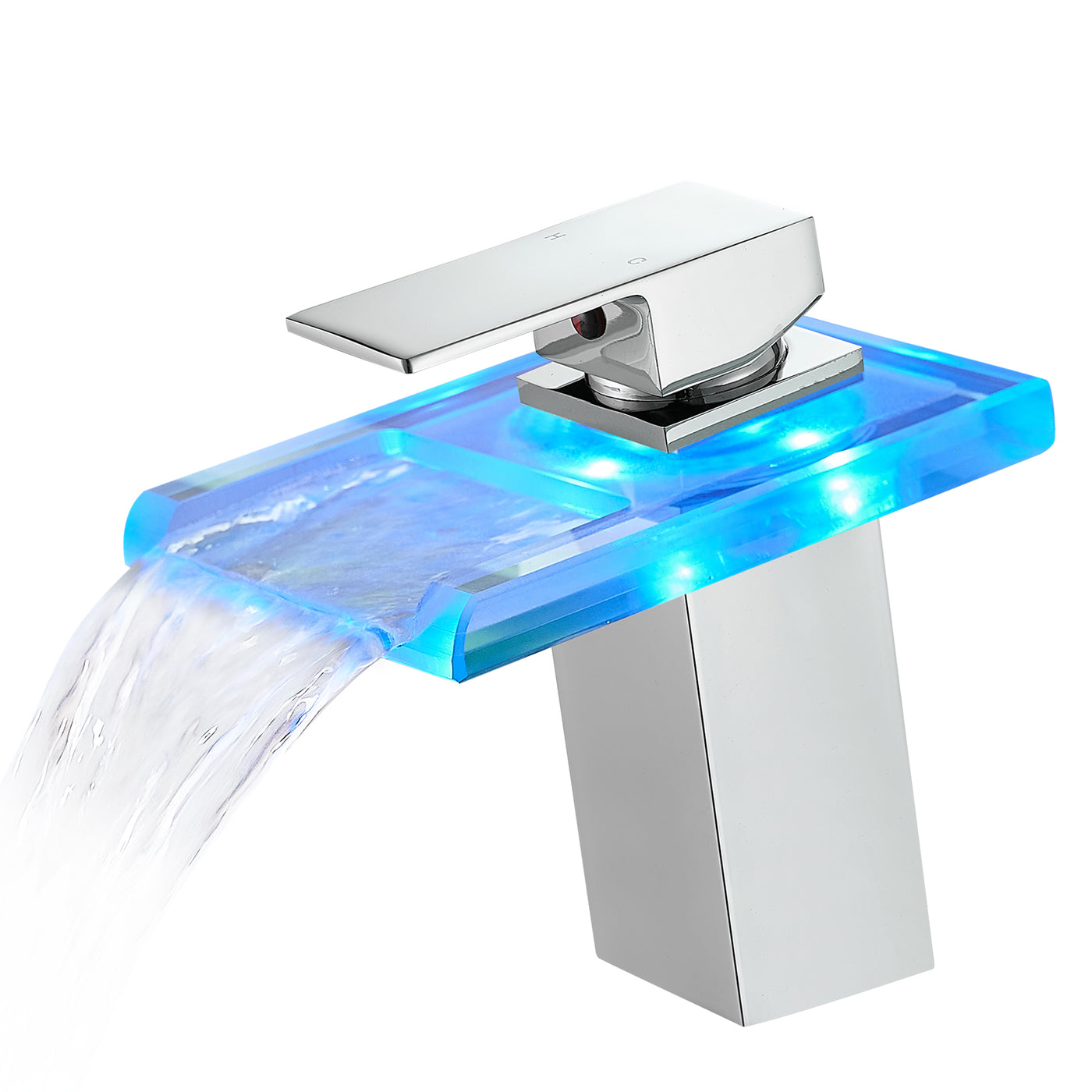 LED Waterfall Bathroom Sink Faucet Black Single Handle