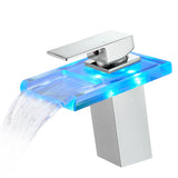LED Waterfall Bathroom Sink Faucet Black Single Handle