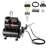 Airbrush Kit, 1/6 HP, Air Brush Kit with Air Compressor and Tank, 1 Dual-Action
