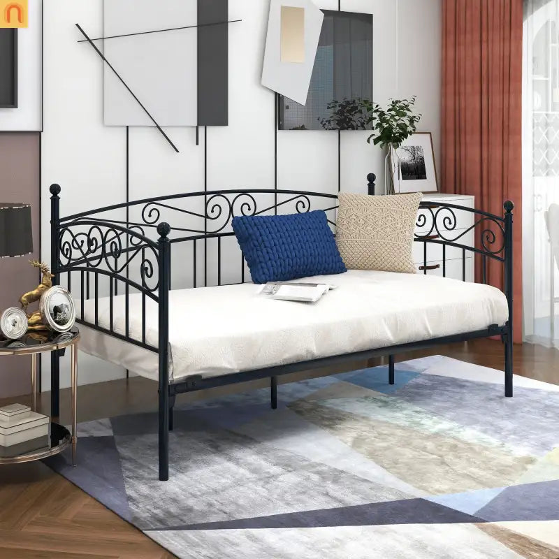 Daybed Metal Black Twin Headboard 450 lb No Box Spring 12in