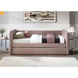 Daybed Upholstered Dusty Rose Polyester Twin Over Twin Trundle