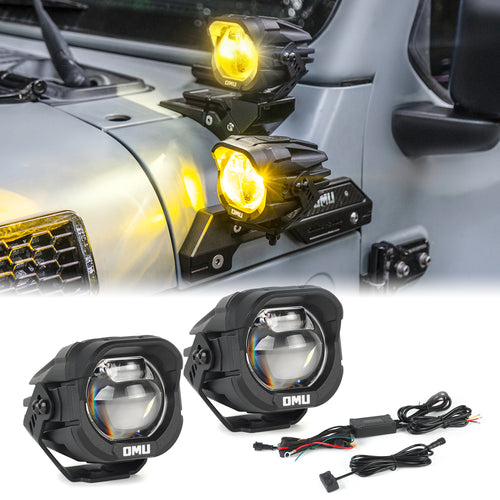 OMU Genesis A-Pillar LED Spotlight High Low Beam for Trucks Jeep Ford
