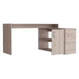L-Shaped Writing Desk - Two Shelves - Single Door Cabinet