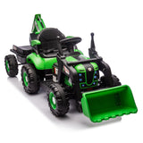 24V Kids Ride-On Electric Tractor Toy with 4-in-1 Construction Attachments (Exca