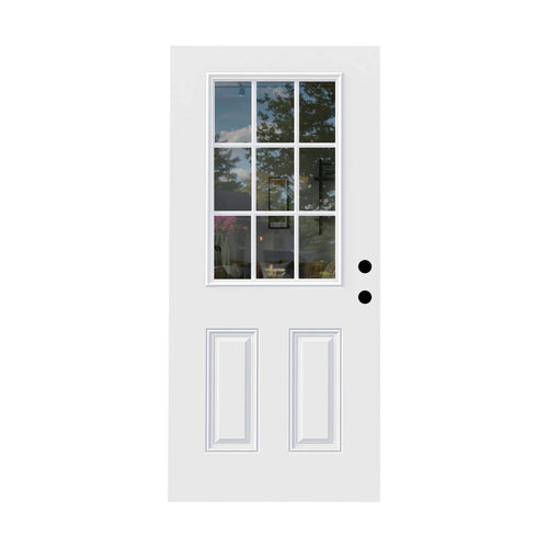 32 x 80 inches Fiberglass Entry Door Slab, 9 Lite Low-E Glass
