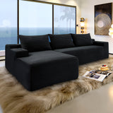 L-Shape Modular Fabric Sectional Sofa with Chaise Black 97"