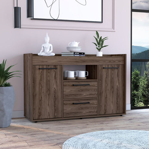 Chapella 2-Drawer Dark Walnut Sideboard Cabinet