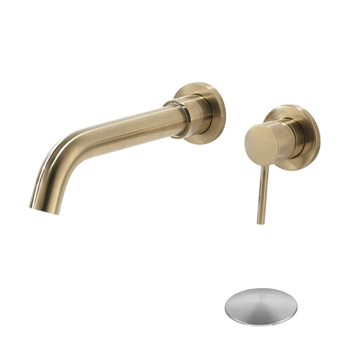 Wall Mounted Single Lever Bathroom Sink Faucet Pop-Up Drain