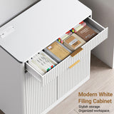 Freestanding Office File Cabinet with Built-in Tabletop Charging Station, Large