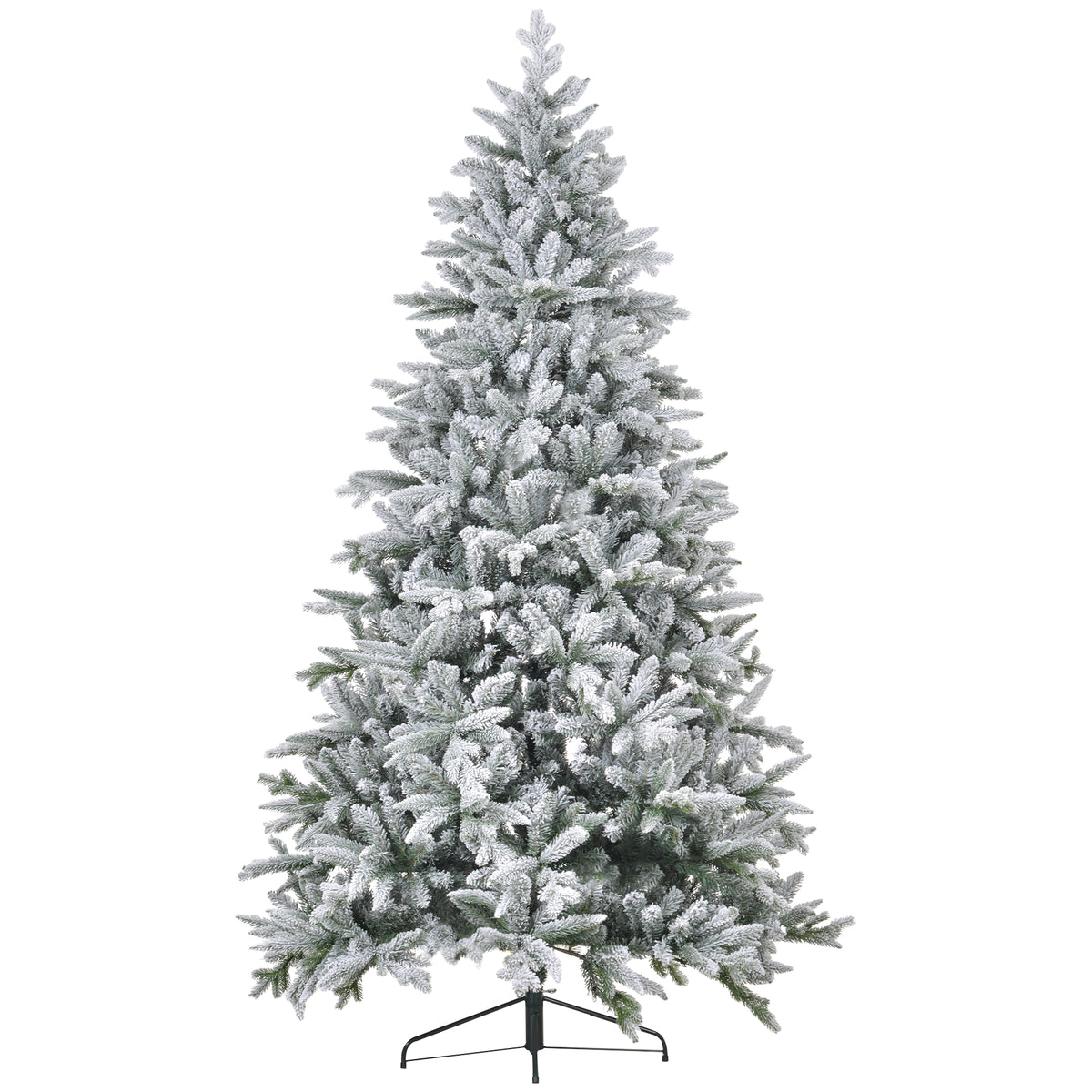 HOMCOM 8ft Snow Flocked Artificial Christmas Tree with 2003 Tips, Foldable Metal