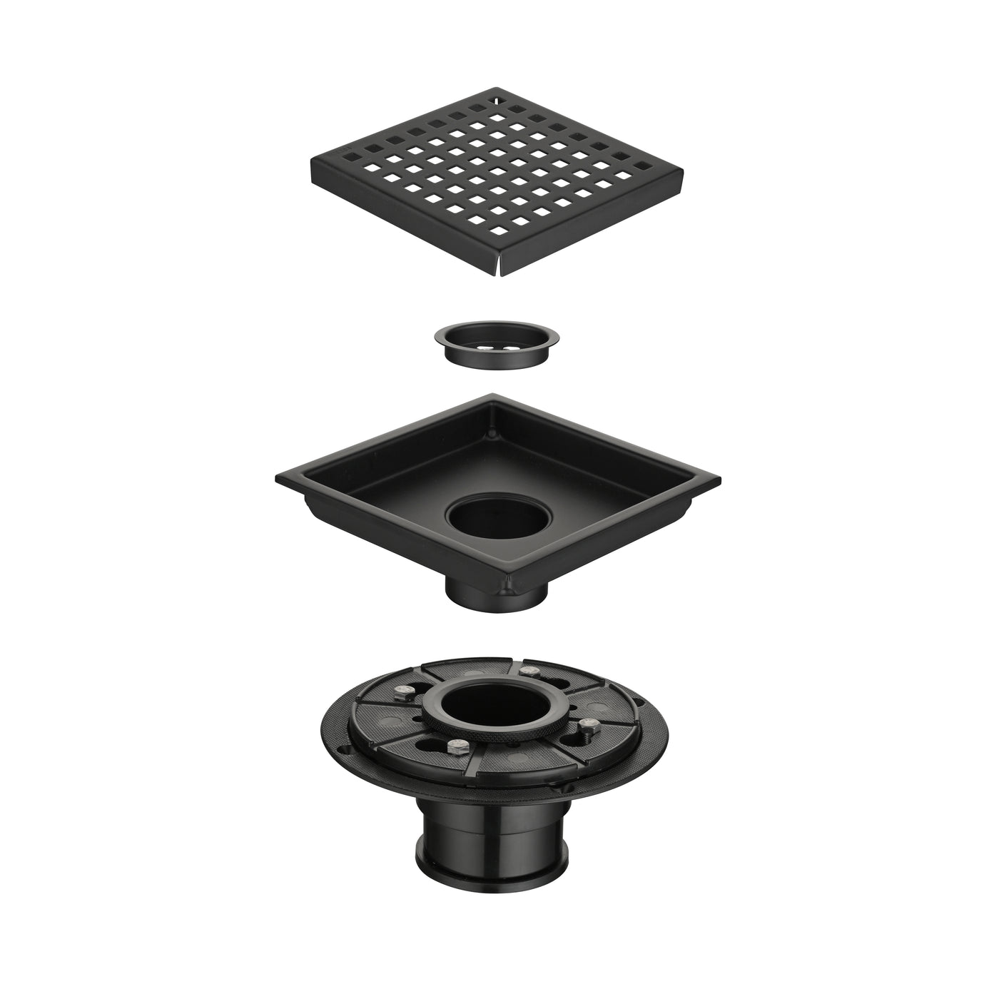 6" Square Stainless Steel Shower Floor Drain Removable Grate
