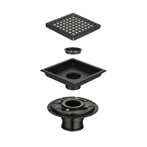 6" Square Stainless Steel Shower Floor Drain Removable Grate