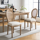 Set of 2 Solid Wood Dining Chair Beige