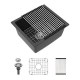 Black Granite Composite Undermount Kitchen Sink 17.71" x 15.74
