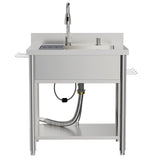 Stainless Steel Utility Sink, 29.5" Freestanding Single Bowl Laundry Sink